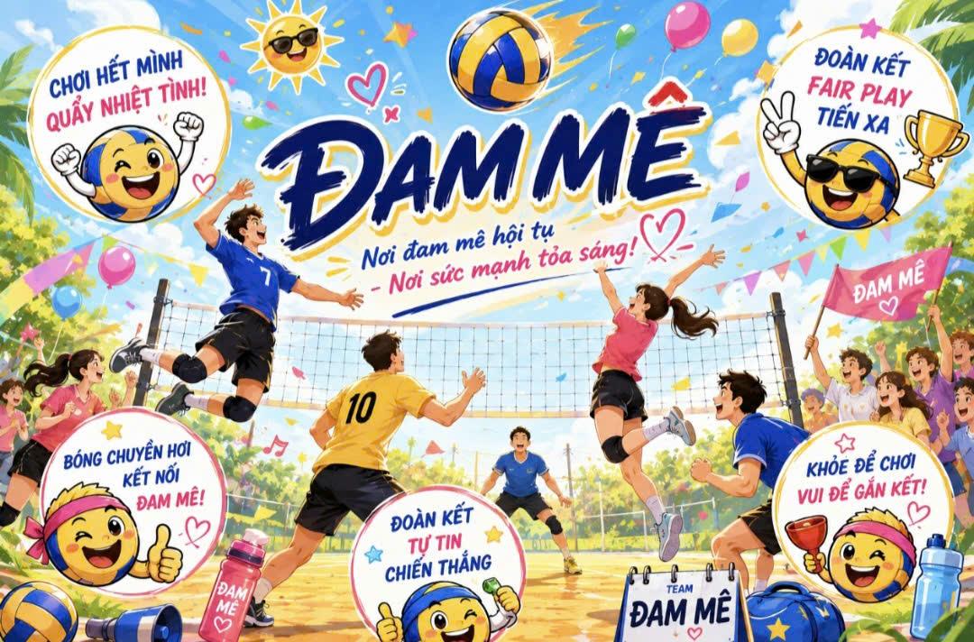 Banner hoạt hình Đam Mê, nhóm bóng chuyền hơi